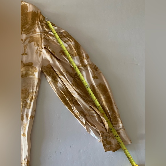 Heidi Merrick Long Sleeve Blouse Shirt Palm Print Women’s Size Small - Picture 6 of 7